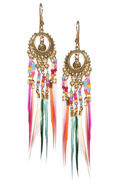 Hippie 60S Oorbellen Veren van Wilbers & Wilbers koop je bij Partywinkel