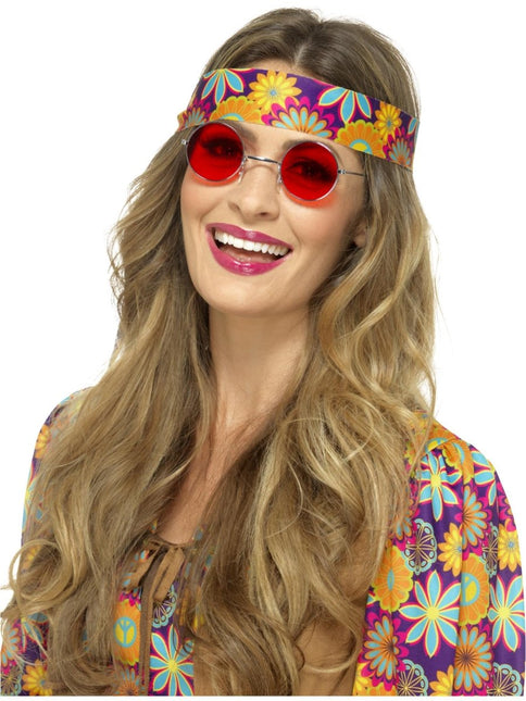 Hippie Bril Rood van Smiffys koop je bij Partywinkel