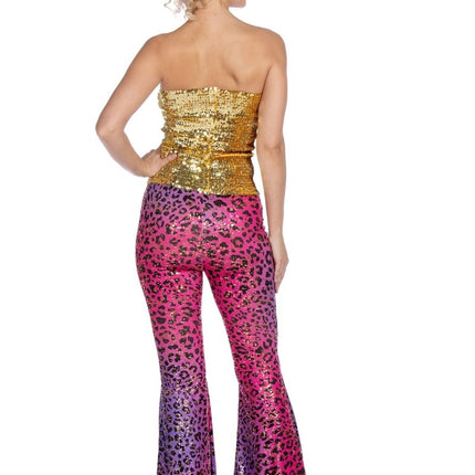 Hippie 60S Broek Paars Roze Dames Glitter van Wilbers & Wilbers koop je bij Partywinkel