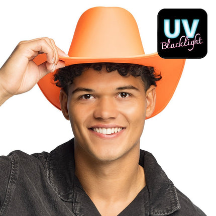Hoed cowboy Blaze neonoranje van Boland koop je bij Partywinkel