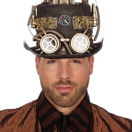Hoed Steampunk Met Mijnlamp van Wilbers & Wilbers koop je bij Partywinkel