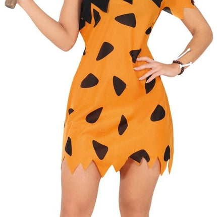 Holbewoner Jurk Zwart Oranje Dames van Fiestas Guirca koop je bij Partywinkel