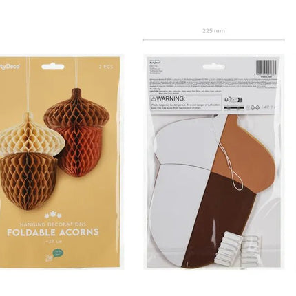 Honeycomb Acorns, 27cm, mix van Partydeco koop je bij Partywinkel