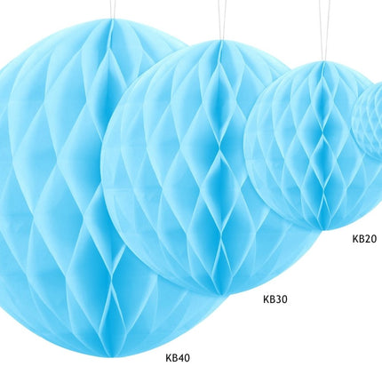 Honeycomb Bal Lichtblauw 40cm van Partydeco koop je bij Partywinkel