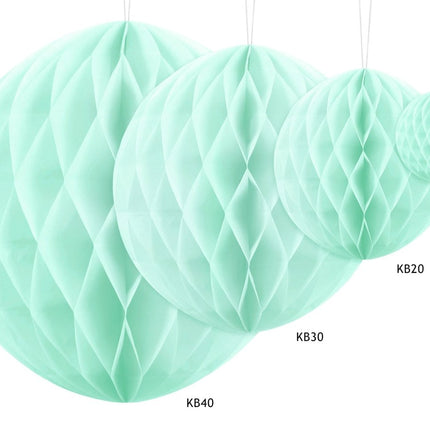 Honeycomb Bal Mintgroen 40cm van Partydeco koop je bij Partywinkel