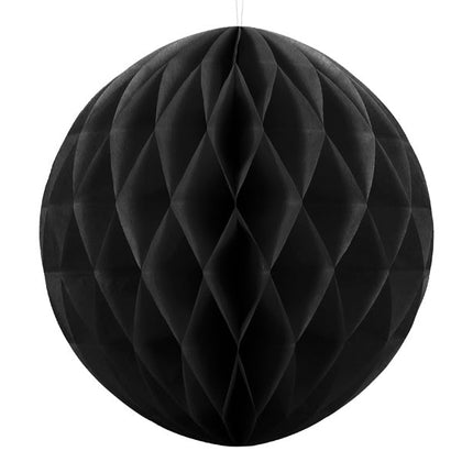 Honeycomb Bal Zwart 20cm van Partydeco koop je bij Partywinkel