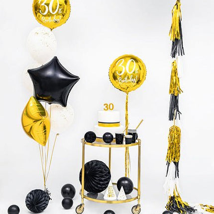Honeycomb Bal Zwart 20cm van Partydeco koop je bij Partywinkel