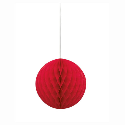 Honeycomb Bol Rood 20cm van Unique koop je bij Partywinkel