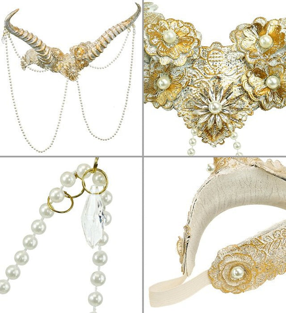 Hoofdbedekking hoorn wit goud van Widmann koop je bij Partywinkel