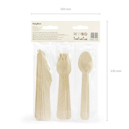 Houten Bestek Gekleurd Pastel 16cm 18 delig van Partydeco koop je bij Partywinkel