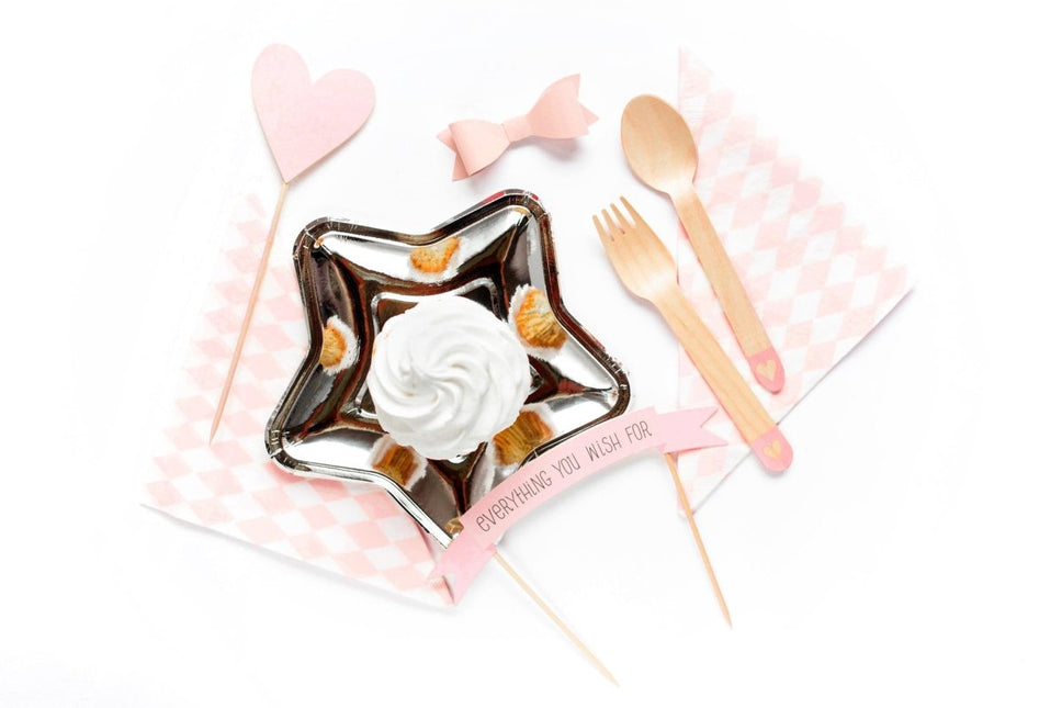 Houten Bestek Roze 16cm 18 delig van Partydeco koop je bij Partywinkel