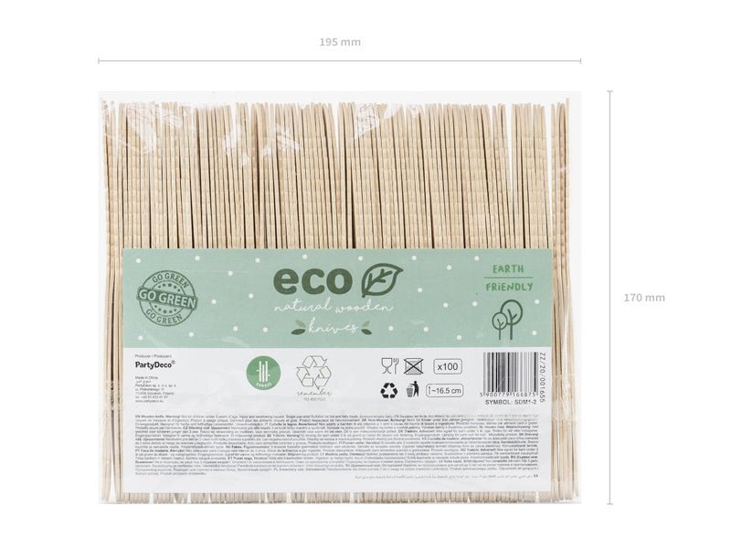 Houten Messen 16,5cm 100st van Partydeco koop je bij Partywinkel
