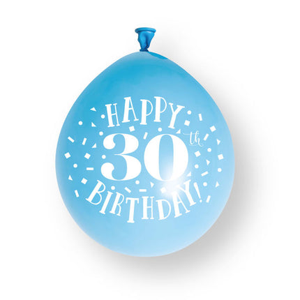 10 st. ”Happy 30th Birthday”-ballonger i latex, 23 cm