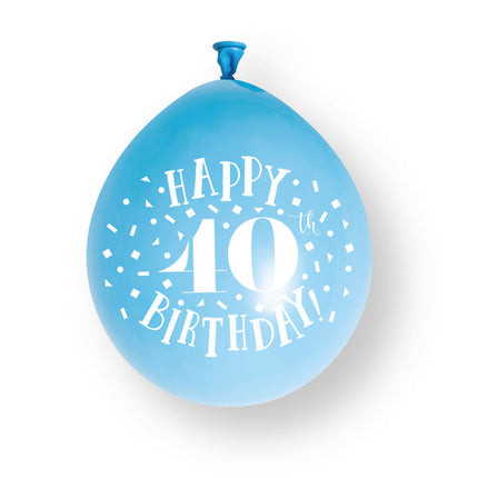 10 st. ”Happy 40th Birthday”-ballonger i latex, 23 cm