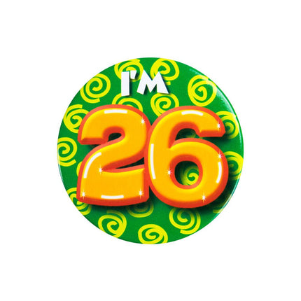 I'm 26 Button 26 Jaar 5,5cm van Paper Dreams koop je bij Partywinkel