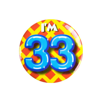 I'm 33 Button 33 Jaar 5,5cm van Paper Dreams koop je bij Partywinkel