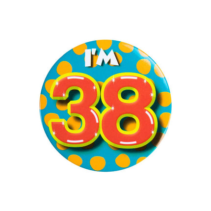 I'm 38 Button 38 Jaar 5,5cm van Paper Dreams koop je bij Partywinkel