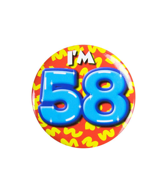 I'm 58 Button 58 Jaar 5,5cm van Paper Dreams koop je bij Partywinkel