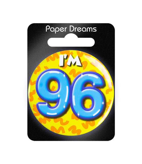 I'm 96 Button 96 Jaar 5,5cm van Paper Dreams koop je bij Partywinkel