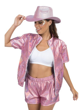 Iriserende Roze Festivalset Dames 2-Delig