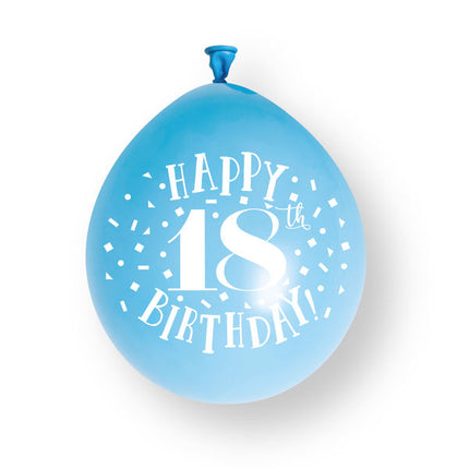 10 st ”Happy 18th Birthday”-ballonger i latex, 23 cm