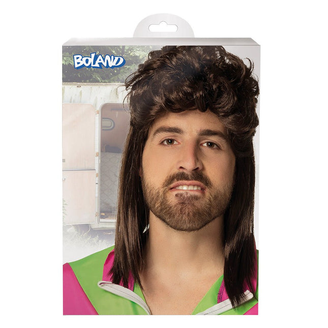 Jaren 80 Pruik Aso Bruin van Boland koop je bij Partywinkel