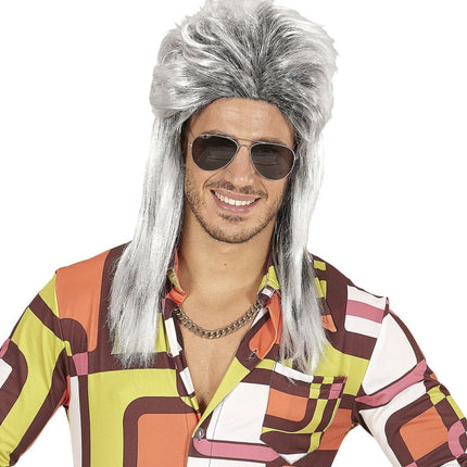 Jaren 80 Pruik Aso Lang Grijs van Widmann koop je bij Partywinkel