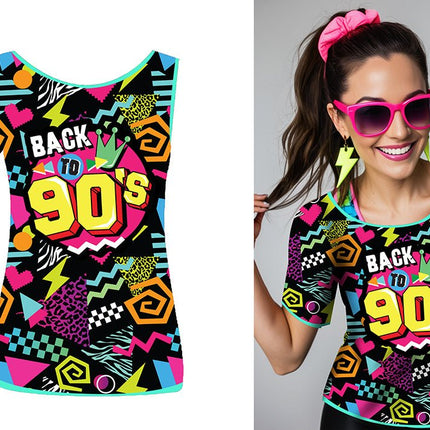 Jaren 90 Shirt Gekleurd Dames van Fiestas Guirca koop je bij Partywinkel
