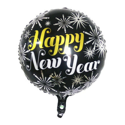 Nyårsballong med helium – svart fyrverkeri – tom – 45 cm