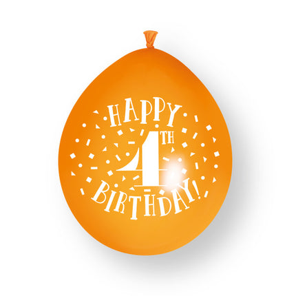 10 stycken Happy 4th Birthday 23cm latexballonger