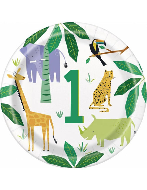 Jungle Borden 1 Jaar 23cm 8st van Unique koop je bij Partywinkel