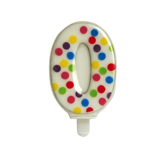 Kaars 0 Jaar Confetti 6,5cm van Fiestas Guirca koop je bij Partywinkel