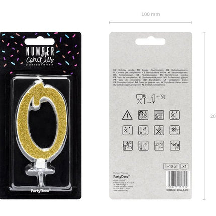 Kaars 0 Jaar Goud 10cm van Partydeco koop je bij Partywinkel