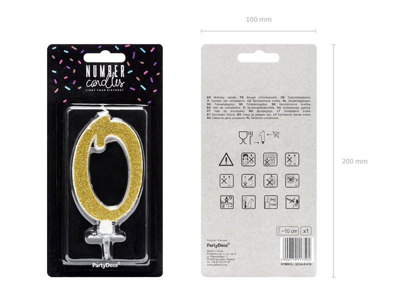 Kaars 0 Jaar Goud 10cm van Partydeco koop je bij Partywinkel