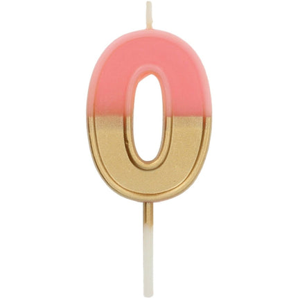 Kaars 0 Jaar Retro Roze 5cm van Folat koop je bij Partywinkel