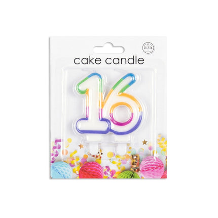 Kaars 16 Jaar Gekleurd 7cm van WeFiesta koop je bij Partywinkel