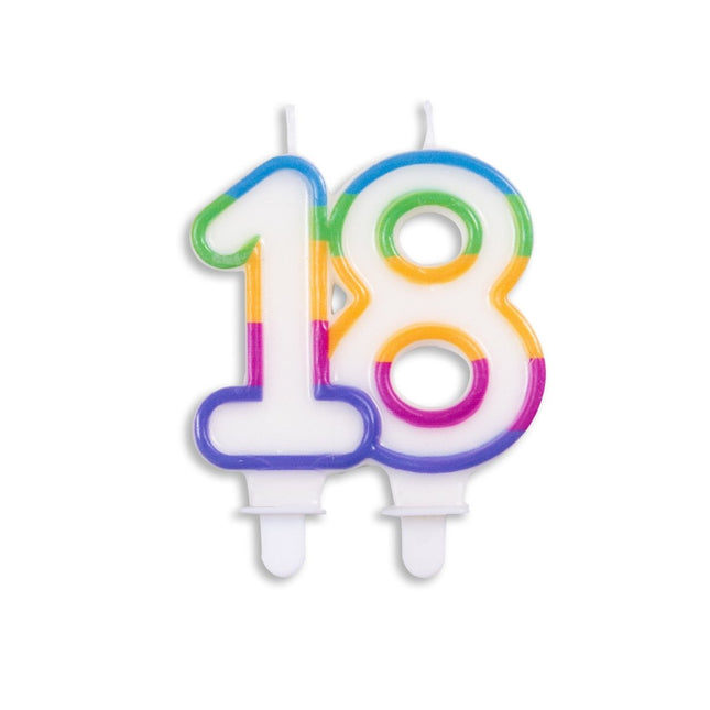 Kaars 18 Jaar Gekleurd 7cm van WeFiesta koop je bij Partywinkel
