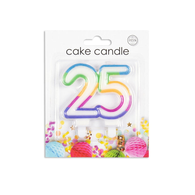 Kaars 25 Jaar Gekleurd 7cm van WeFiesta koop je bij Partywinkel