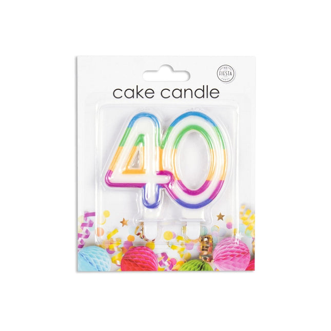 Kaars 40 Jaar Gekleurd 7cm van WeFiesta koop je bij Partywinkel