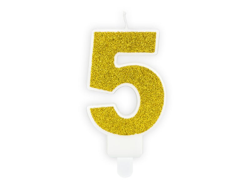 Kaars 5 Jaar Goud 7cm van Partydeco koop je bij Partywinkel