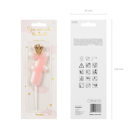 Kaars 7 Jaar Lichtroze 9,5cm van Partydeco koop je bij Partywinkel