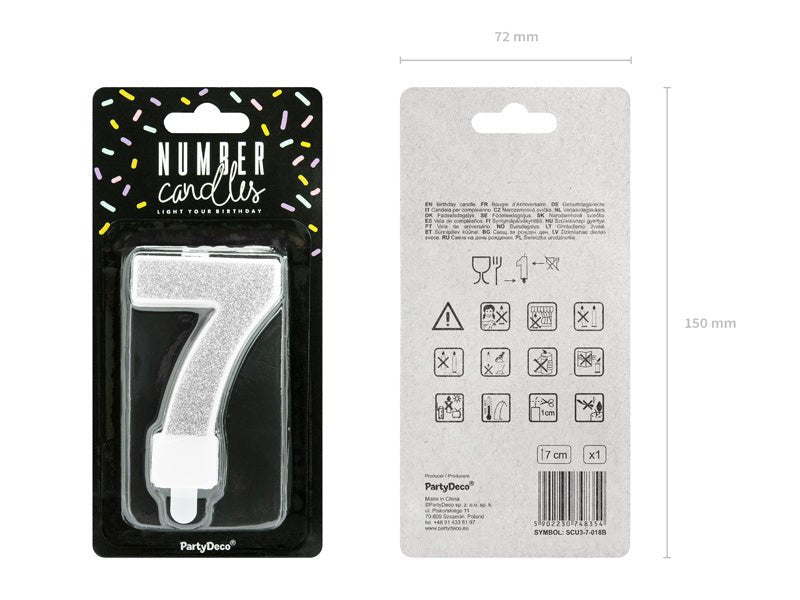 Kaars 7 Jaar Zilver 7cm van Partydeco koop je bij Partywinkel