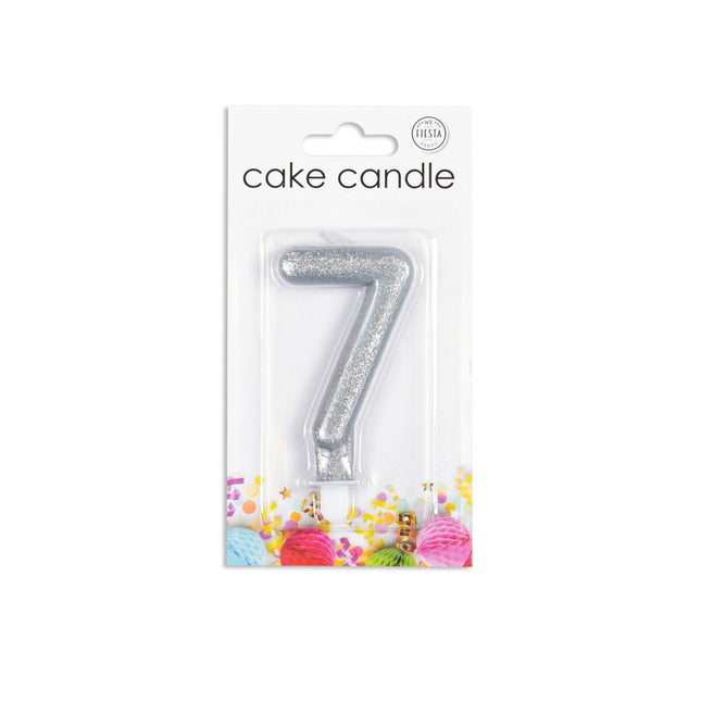 Kaars 7 Jaar Zilver Glitter 7cm van WeFiesta koop je bij Partywinkel