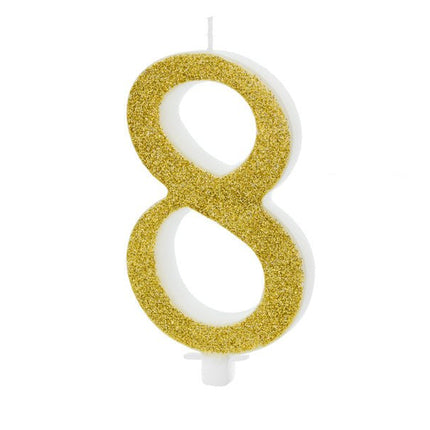 Kaars 8 Jaar Goud 10cm van Partydeco koop je bij Partywinkel