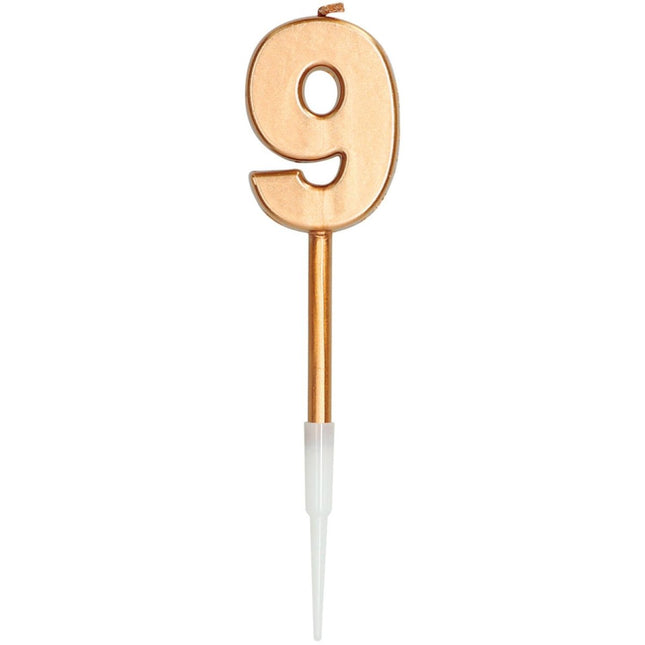 Kaars 9 Jaar Brons Metallic 15cm van Folat koop je bij Partywinkel