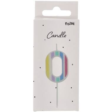 Kaars Pastel Cijfer 0 Meerkleurig van Folat koop je bij Partywinkel