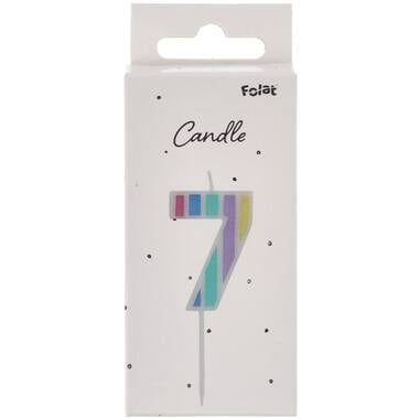 Kaars Pastel Cijfer 7 Meerkleurig van Folat koop je bij Partywinkel
