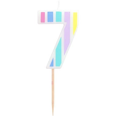 Kaars Pastel Cijfer 7 Meerkleurig van Folat koop je bij Partywinkel