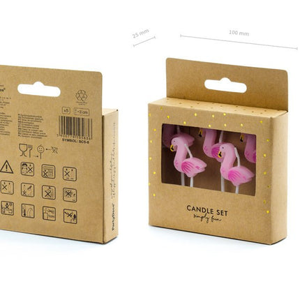 Kaarsen Flamingo 3cm 5st van Partydeco koop je bij Partywinkel