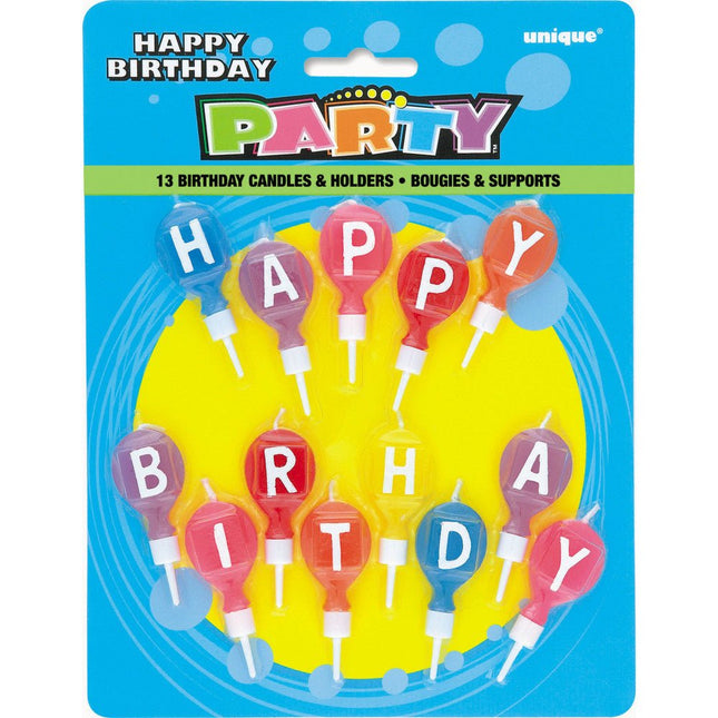 Kaarsen Set Happy Birthday Ballonnen 5,1cm 13 delig van Unique koop je bij Partywinkel